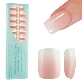 Vansiho Ombre Gel Nail Tips, 150Pcs Peach Gradient Short Square Press on Nails, Soft Gel Nails False Nail, Acrylic Fake Nails for Nail Art DIY 15 Sizes