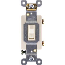 GE Almond, Ultra Pro Heavy-Duty, Single Pole, Wall, Light, Fan, One Switch Circuits, Self-grounding Clip, Easy to Install, 20A/120V AC, UL Listed, 42479