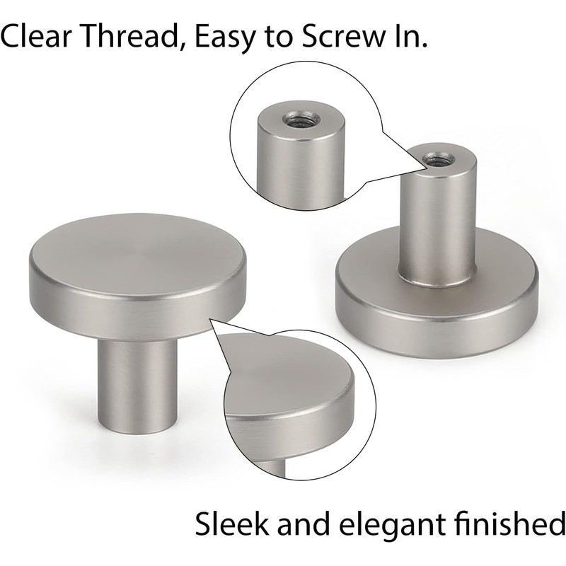LONTAN Pack of 4 Cabinet Knobs, Stainless Steel Furniture Knobs,