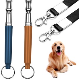 HRYYDS 2 Pack Dog Whistle, Dog Whistle to Stop Barking Neighbors Dog, Adjustable Ultrasonic Silent Dog Whistle, Professional Recall Dog Training Whistles, with Lanyard (Blue&Orange)