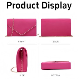 Clutch Purse for Women Faux Suede Evening Clutch Bags Handbags Crossbody Shoulder Bag for Wedding/Prom/Black-Tie Events (Black)