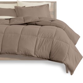 Bare Home Bedding Set 8 Piece Comforter & Sheet Set - Split King - Goose Down Alternative - Ultra-Soft 1800 Premium - Hypoallergenic - Breathable Bed Set (Split King, Taupe/Sand)