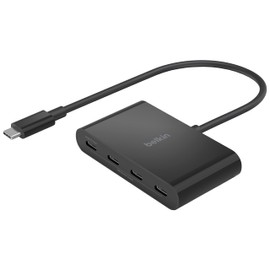 Belkin Connect™ USB-C to 4-Port USB-C Hub (4-in-1) 100W PD Type-C Port 10Gbps Ultra-High-Speed Data Transfer FRS Technology Equipped Data Corruption Prevention All Ports Audio Compatible Microphone