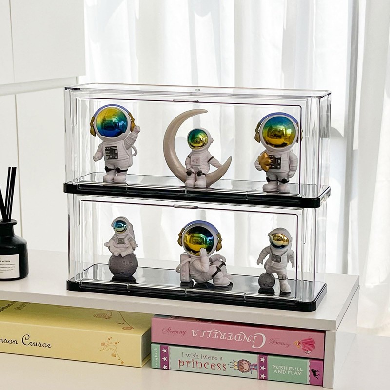 Yesesion Clear Display Cases for Figures, Plastic Stackable Showcase for