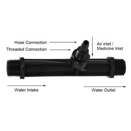 Acogedor 2Pcs G1/2 Inch Irrigation Venturi, Fertilizer Injector, POM Plastic, Black, Irrigation Hardware, 2 Pack