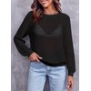 Saodimallsu Women's Crew Neck Mesh Long Sleeve Tops Plain Elegant