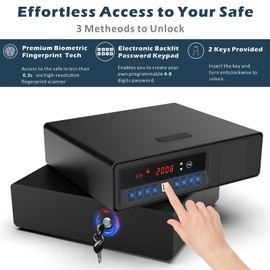 Z ZLJUAN Sliding Away Pistol Handgun Drawer Safe for Two Pistols,Quick Access Gun Safe with LCD Display of Time,Low Battery Warning,Unlock State, for Nightstand Bedside Home