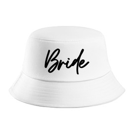 Pretty Robes White Bride Bucket Hat - Stylish Sun Protection for Bachelorette Parties, Perfect Bride-to-Be Gifts, Women’s Bridal Accessories, Ideal for Bachelorette Outfits and Celebrations