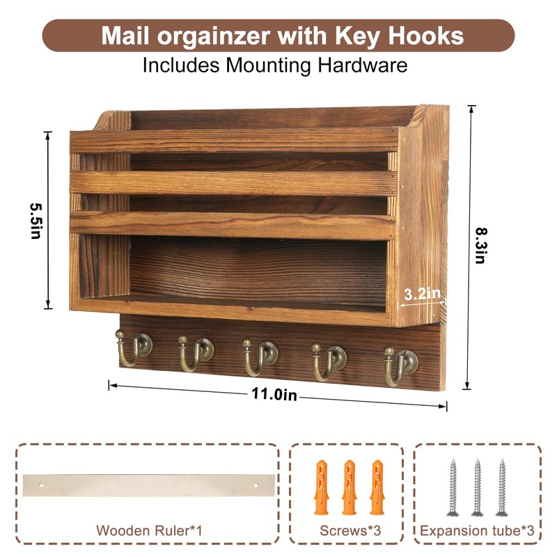 KERESUEDO Mail and Key Organizer for Wall – Key Holder