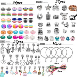 VASA NAMA 100 PCS Kit para Hacer Pulseras Niña, Pulseras niña manualidades, Kit de fabricación de pulseras de abalorios, Regalo de niña Kit Artesanía DIY Pulsera para Niñas Regalo para Año Nuevo, Cumpleaños, Navidad, a Niñas 5-13 Años