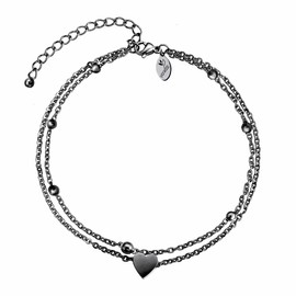 VICKWOOD Anklet for Women Stainless Steel Waterproof Extra Long 21 cm to 30 cm 18 K Gold-Plated Heart Anklet in Gold/Rose Gold/Silver/Black Gift for Women, Stainless Steel