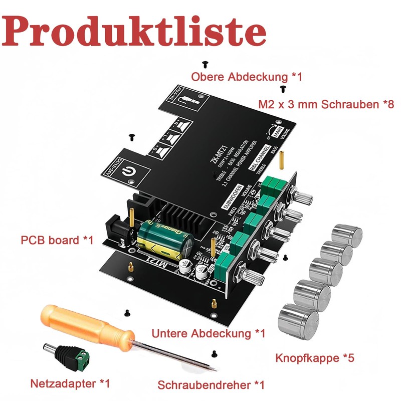 GERUI Audio Amplifier Module ZK-MT21 2.1 Channel Bluetooth Digital Power
