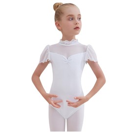 Tancefair Girls Ballet Leotards Gymnastics Leotards for Girls Ballet Dress Ruffle Sleeve Dance Leotard Skating Kids Dancewear Dancer Costume