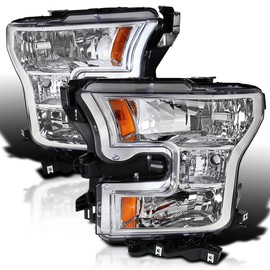 SPEC-D TUNING Chrome Headlights Compatible with 2015-2017 Ford F150 F-150 L+R Pair Head Light Lamp Assembly