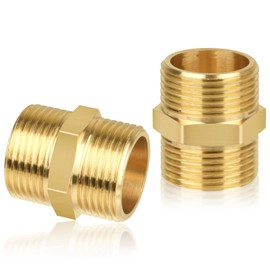 Double Nipples 1 Inch Brass Male Thread (Diameter 32.5 mm), Double Nipple Hexagonal 1 Inch, Connector 2 x Male Thread Fitting, Suitable for Heating, Drinking Water Systems, Sanitary and DIY Projects