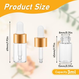 20 Pack Mini Dropper Bottle for Cuticle Oil, 3ml Small Sample Essential Oil Dropper Bottles for Travel, Clear Empty Vails for Cosmetic Perfume