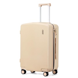 Hanke Luggage 24 Inch Checked Luggage with Spinner Wheels Lightweight Hard Shell Suitcases TSA Luggage Medium Size Rolling Luggage for Travel Suitcase Checked Bag(Cuba Sand)