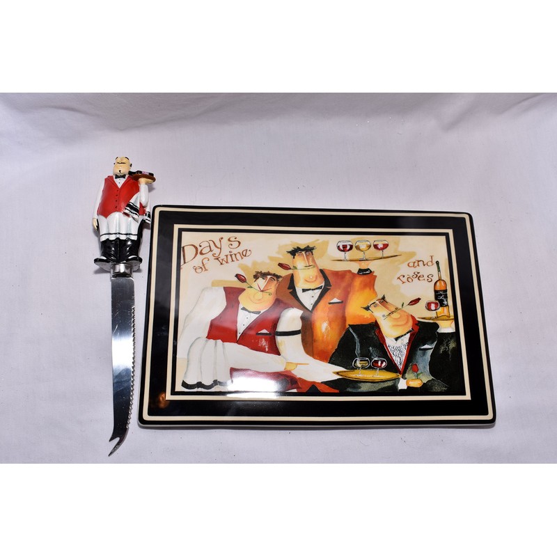 NEW 2pc CERAMIC WAITER SERVERS DAY'S OF WINE AND ROSES