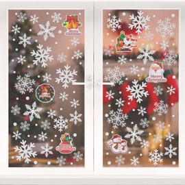 Naler 90 Pegatinas Ventana Decorativa Pegatinas Estáticas Copo de Nieve y 6 Pegainas Navideñas para Ventanas Puertas de Cristal Escaparates (Blanco)