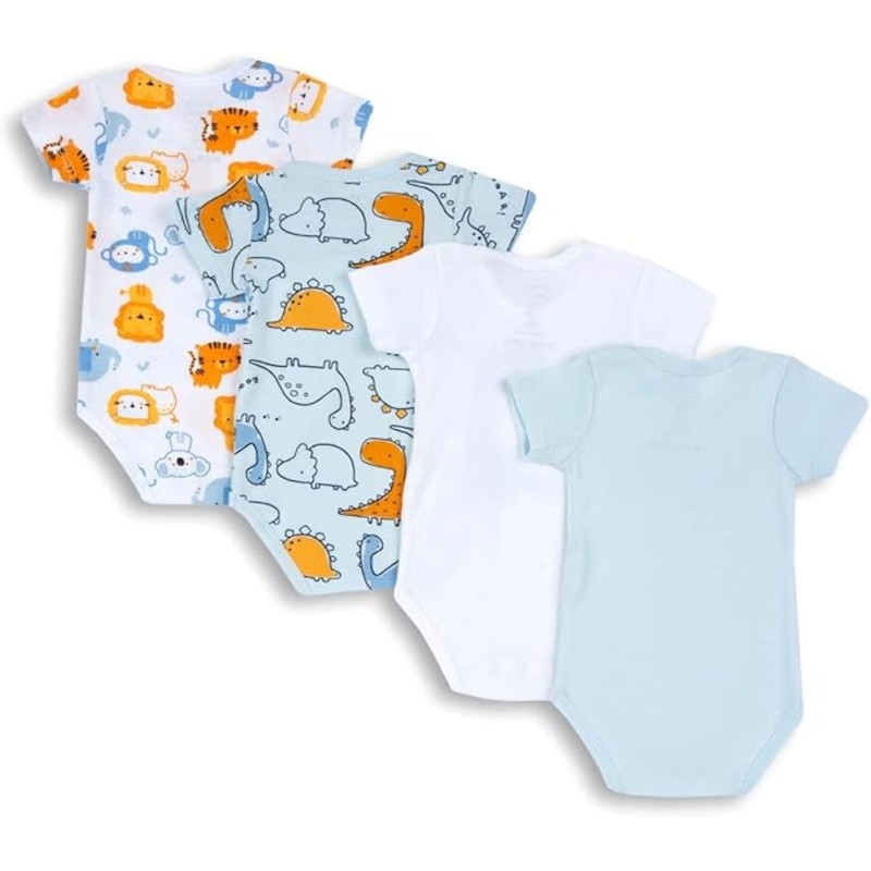 Chicco, Set of 4 Baby Boys Bodysuits Short Sleeve 100%