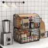 Joben Oligey 2 Set Stackable Wire Basket with Openable Top, Kitchen Counter, Pantry Organizer and Storage Produce Onion Potato Fruits Vegs Bread Food Snack Spice Organizing Bin for Cabinet Shelf Countertop Floor
