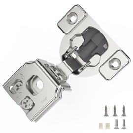 Furniware 20 Pieces 1-1/4" Small Overlay Concealed Face Frame Hinges, 105° Open Angle 4 Level Soft Close Screw On Compact Cabinet Hinge,for Face Frame Door, Soft Close On/Off Switch, Self Closing