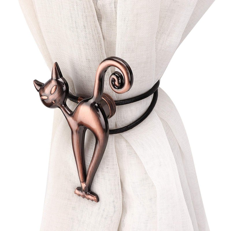 Magnetic Curtain Tiebacks Clips, Cute Cat Window Clips Buckle Belt