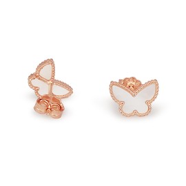 Mother of Pearl Butterfly Earrings Rose Gold Plated Sterling Silver 10mm Mother of Pearl Nacre, Mother of Pearl, Mother of Pearl