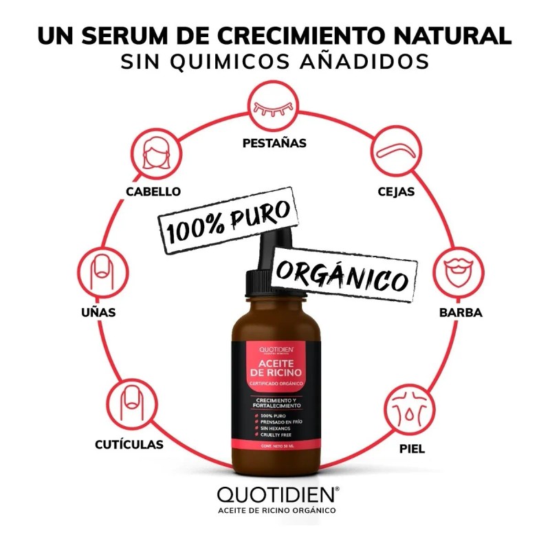 Aceite De Ricino 100% Puro Certificado Orgánico- Castor Oil