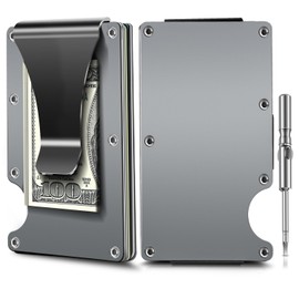 Minimalist Carbon Fibre Slim Wallet, Slim Wallet & RFID Blocking Front Pocket Wallet，Minimalist Wallet for Men and Women（2018 New Version) (Gray)