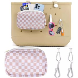 VOGUEBAG 용량 휴대폰 홀더 지퍼백 1개와 비치백 토트백용 키 4개를 포함한 보그백 정리 액세서리 세트 [Cream] Vogbag Organizer Accessory Set [Cream] with 1 Capacity Phone Holder Zipper Bag and 4 Keys for Beach Bag Tote