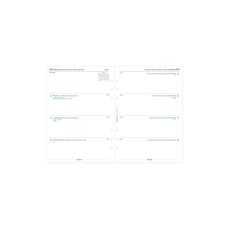 Filofax A5 week on two pages 5 language 2023 diary,