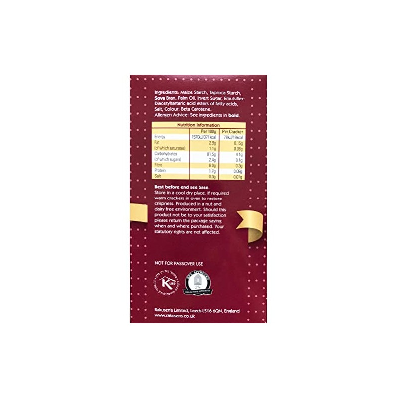 Rakusen's of Yorkshire Gluten Free Flame Baked Matzos, 200g