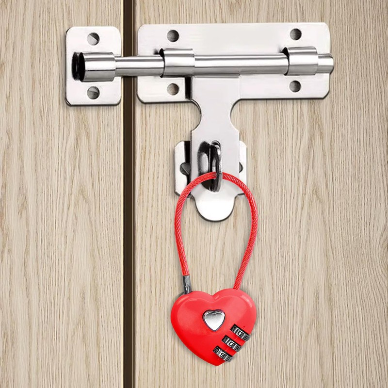 YAODHAOD 2 Pack Combination Lock, 3 Digit Heart Shaped Padlock
