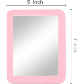 MIHAGUTY Magnetic Locker Mirror,5" x 7" Small Mirrors for Locker with Magnetic Backing,Real Glass Mirrors for School Locker, Bathroom, Household Refrigerator, Locker Accessory, Office, Home (Pink)