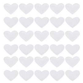 sourcing map Pack of 30 Iron-On Patches, Heart-Shaped Iron on Patches, Embroidered Sewing Patches, Mini Embroidery Patches for Clothes, Repair, Backpack, Decoration, White