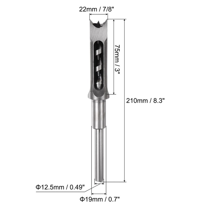 uxcell Square Hole Drill Bit, 7/8" High-Carbon Steel Hollow Chisel