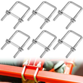 Pack of 6 U-bolts M6, U-bolts, 80 x 50 mm U bolts, 304 stainless steel U-bolt for car towing ships repair
