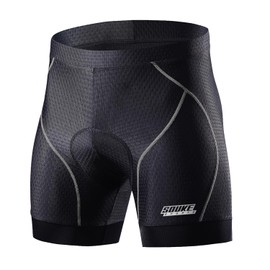 Souke Sports Pantalones cortos de ciclismo para hombre, acolchados 4D, con forro para bicicleta, MTB, con agarres antideslizantes para las piernas (gris, S)