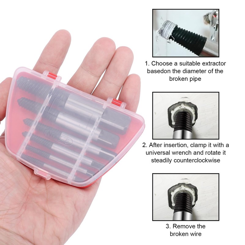 Screw Extractors 6PCS with Box, Damaged Screw Bolt Extractor Set,