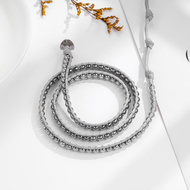 Plumiss Boho Natural Silver Hematite 4mm Beads Healing Energy Stone