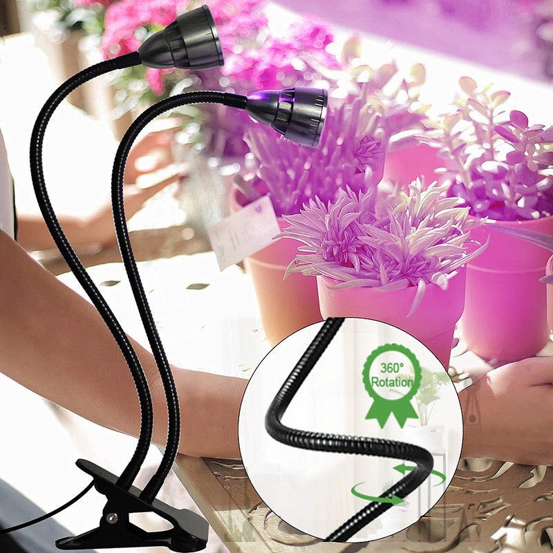 Juhefa Grow Light for Indoor Plants Growing, Gooseneck Clip-on Plant