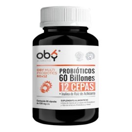 Probioticos Avanzados 60 Billones De 12 Cepas + Prebioticos Oby Multi Probiotics + Inulina Raiz De Achicoria | 60 Capsulas Para 2 Meses | Probioticos Mujer Y Hombre