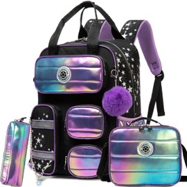 MYHSBYO Kids School Backpacks for Girls Backpack with Lunch Bag for Elmentary Students Kids Travel Bookbag for Girls Age 6-12