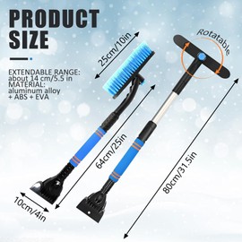 LXYYDS Car Ice Scraper with Broom, Snow Brush with Ice Scraper, Extendable Snow Removal Brush, Removable Snow Brush, Snow Scraper and Brush for Windscreens of Cars, SUVs and Trucks (Blue)