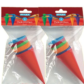12 Small School Cones Decorative Colourful Height 12 cm Top Diameter 4 cm