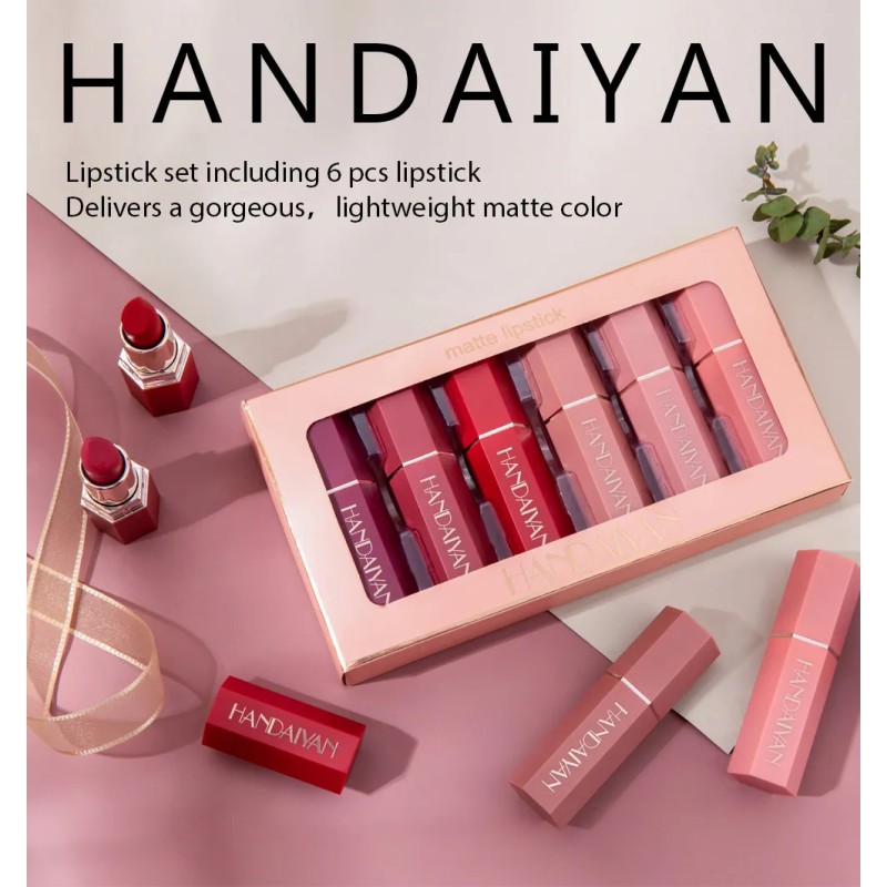 6 Colores De Lápiz Labial Mate De Terciopelo Líquido Mix