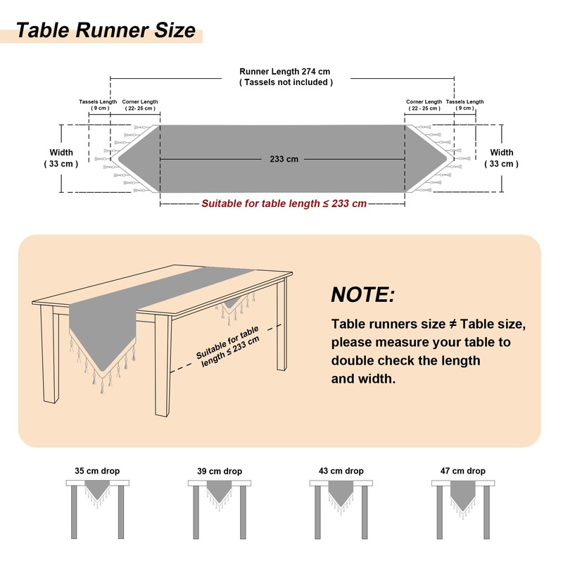 TOPLUXE Table Runner with Tassels, Jacquard Table Runner for Dining