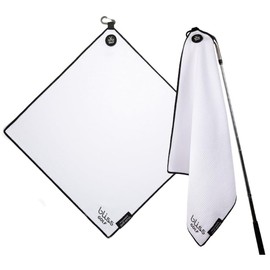 Bliss Golf Magnetic Golf Towel | Premium Microfiber Towel | Industrial Strength Magnet Attaches to Golf Carts and Clubs | Deep Waffle Pockets | Bag Buckle | Stylish and Convenient (White)