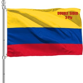 WANWEIDO Colombia Colombian Flag 3x5 Outdoor, Double Sided Heavy Duty Polyester Colombian National Country Flags Long Lasting Vivid Color 4 Stitched Hemming Brass Grommets